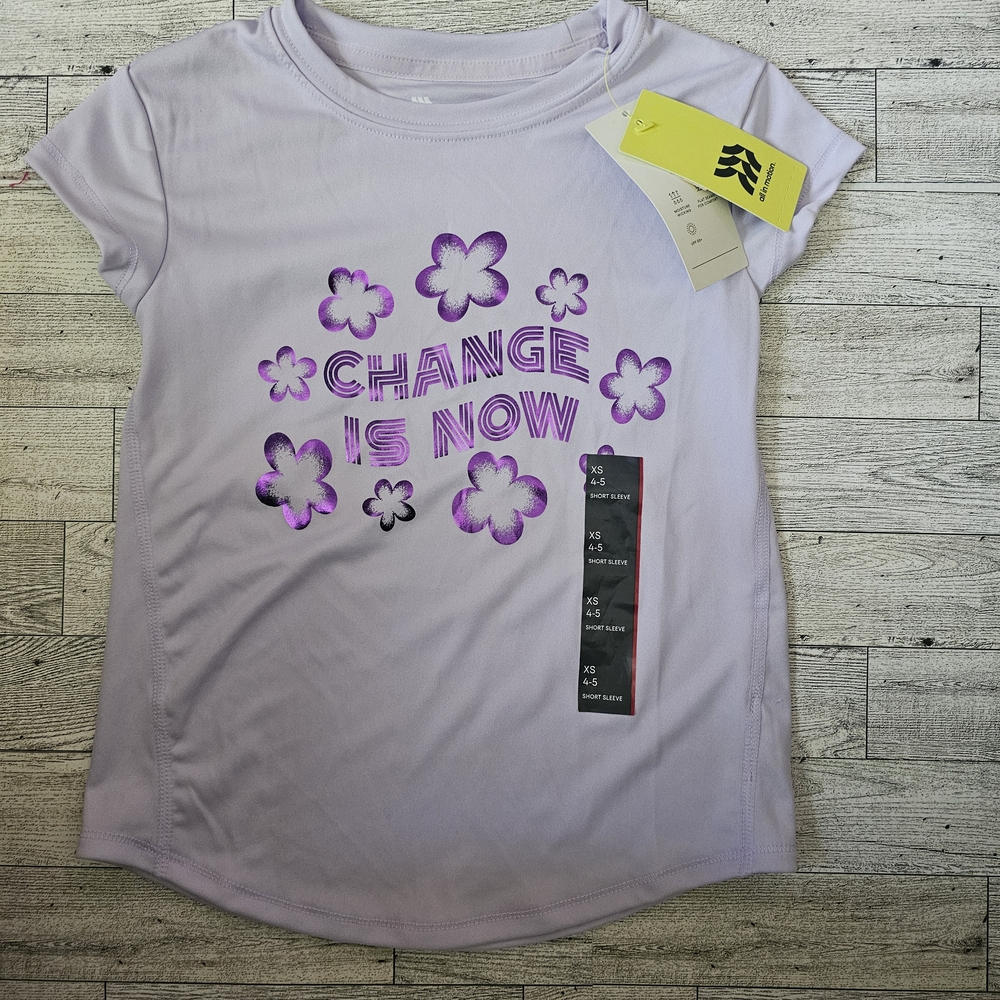 All in Motion Girls Purple Short Sleeve Tee Size XS 4/5